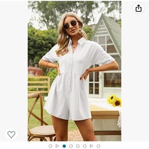 White button up romper NWT